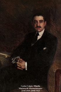 Carlos Cañal y Migolla. Ministro de Abastecimientos (23-07-1919 a 28-09-1919). Pintor: Nazario Montero Madrazo (Madrid 1883-Orense 1963). Foto:...