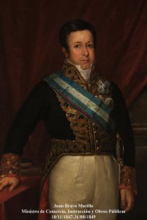 Juan Bravo Murillo. Ministro de Comercio, Instrucción y Obras Públicas (10-11-1847 a 31-08-1849). Pintor: Rafael H. Benjumea (Sevilla, 1825-1887)....