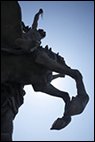 Pegaso Alado. Grupo escultórico de Agustín Querol para el Palacio de Fomento. Foto: Valentín Álvarez. Extraída del libro Historia del Ministerio...